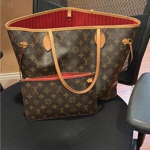 Louis Vuitton Monogram Tote with Red Interior